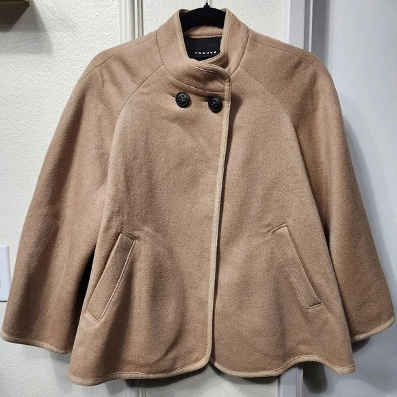 Trouve Jackets & Blazers - Trouve Swing Wool Coat Jacket Bell Sleeve Tan Beige - Size Small